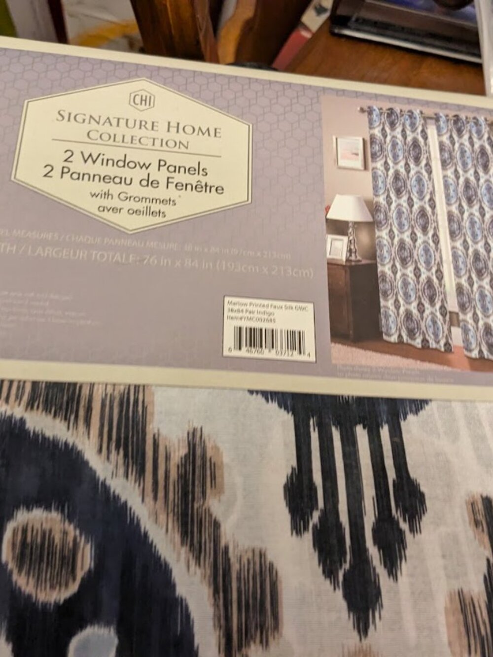 Marlow printed faux silk GWC window curtains 2 panels 76 x 84 Set of 2